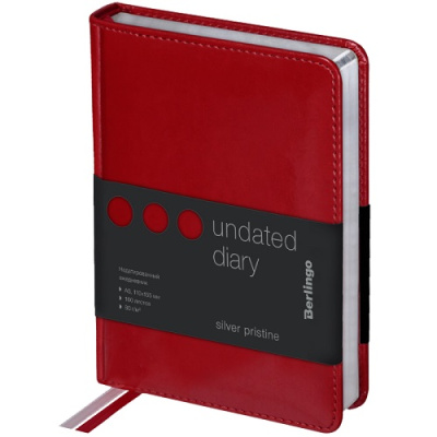 Фото Ежедневник А6 без дат Berlingo Silver Pristine 320стр иск кожа красный UD0_82602 от производителя, с доставкой по Хабаровску