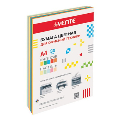 Бумага цветная А4 80г 100л 10цв х 10л 5интенсив+ 5пастель deVENTE 2072258 /2072201