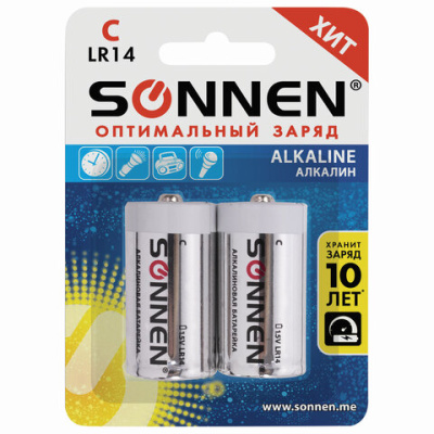 Фото Батарейка SONNEN Alkaline (LR14, 14А) 2 шт 451090 от производителя, с доставкой по Хабаровску