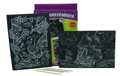 Фото Гравюра объемная голографик Набор 4 Попугай+Корабль Р0899 от производителя, с доставкой по Хабаровску