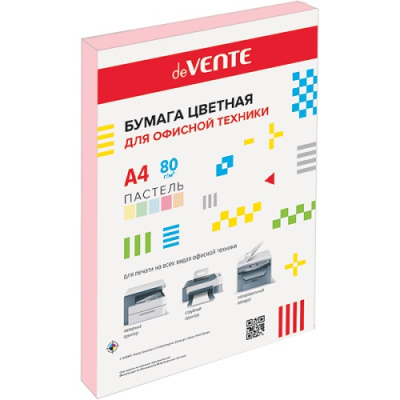 Бумага цветная А4 80г 50л пастель розовая deVENTE 2072253
