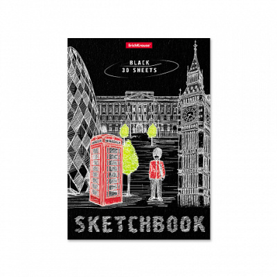 Фото Скетчбук 30л А4 на склейке черная бумага ErichKrause Great Britain 49851 от производителя, с доставкой по Хабаровску