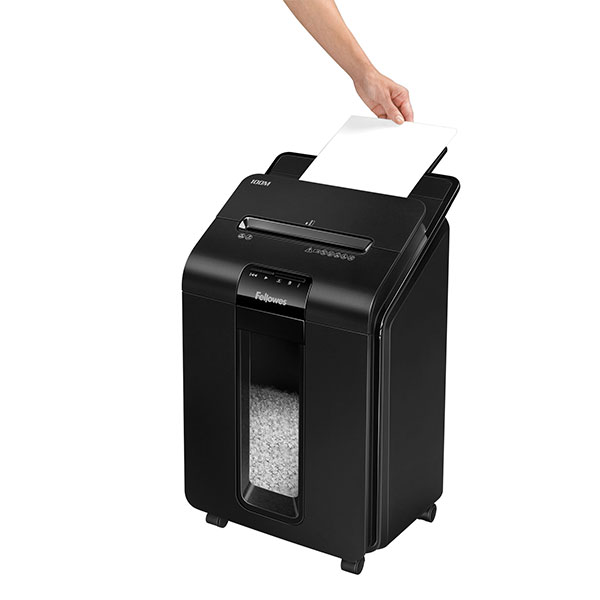 Фото Шредер Fellowes AutoMax 100M, минирезка DIN P-4, 4х10 мм, автоподача 100 лст., 23 лтр., автореверc,  от производителя, с доставкой по Хабаровску