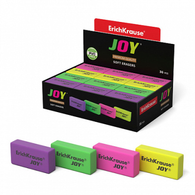 Фото Ластик 40х20х10мм прямоугольный ErichKrause JOY ассорти 34649 (36) от производителя, с доставкой по Хабаровску