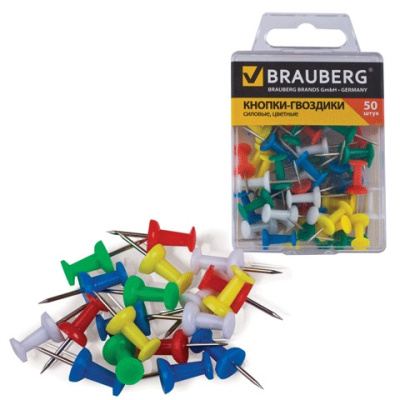 Фото Кнопки силовые 10мм 50шт цветные в пластиковой коробке BRAUBERG 221117 от производителя, с доставкой по Хабаровску