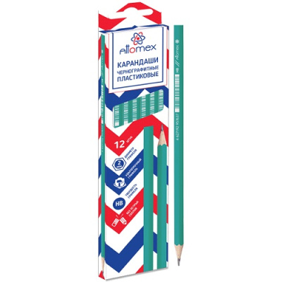 Фото Карандаш чернографитный HB пластиковый без ластика Attomex зеленый 5032107 от производителя, с доставкой по Хабаровску