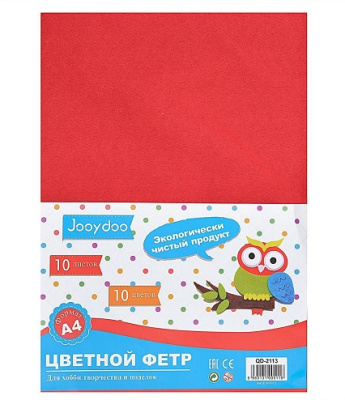 Фото Набор фетра А4 10л 10цв 1мм Jooydoo 2410099 от производителя, с доставкой по Хабаровску