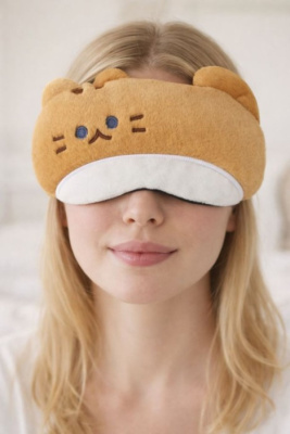 Маска для сна гелевая GIRLY Пушистый кот коричневая YZ-303
