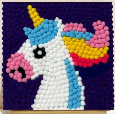 Фото Картина из помпонов на подрамнике Draw Me! Funny Unicorn 20х20см 156-LQ-056 от производителя, с доставкой по Хабаровску