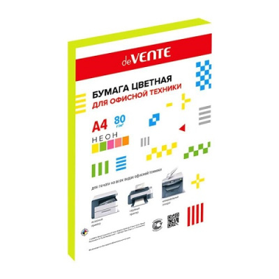 Бумага цветная А4 75г 100л неон желтая deVENTE 2072502