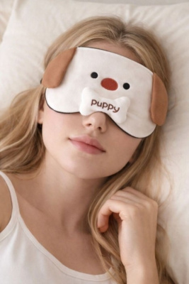 Маска для сна гелевая GIRLY Щенок любит косточку коричневая 68P-30