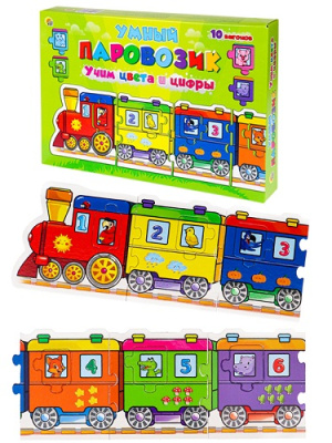 Фото ПАЗЛ-ИГРА Умный паровозик Учим цвета и цифры ИН-4243 от производителя, с доставкой по Хабаровску