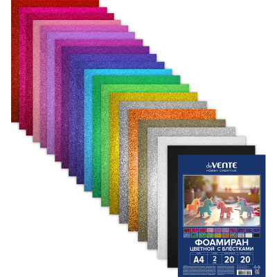 Фото Набор фоамирана А4 20л 20цв 2мм с блестками deVENTE HOBBY CREATIVE 8112420 от производителя, с доставкой по Хабаровску