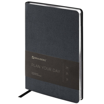 Фото Ежедневник А5 без дат BRAUBERG Metallic 320стр черный 113374 от производителя, с доставкой по Хабаровску
