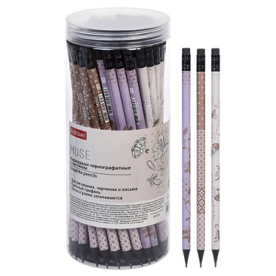 Фото Карандаш чернографитный HB с ластиком Hatber Muse BL_083260 от производителя, с доставкой по Хабаровску