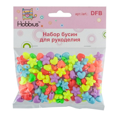 Фото Бусины пластиковые Hobbius Конфетти Звездочки/Сердечки DFB№03 от производителя, с доставкой по Хабаровску