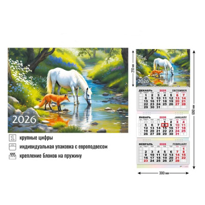 Фото Календарь трехсекционный с бегунком 2026г Символ года 9425 от производителя, с доставкой по Хабаровску