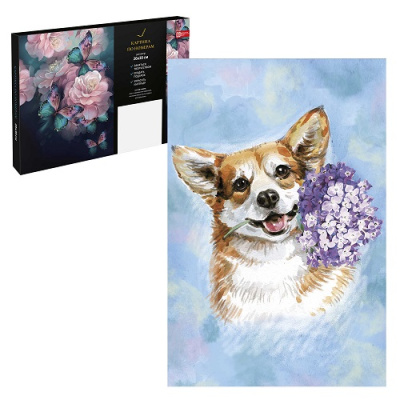 Фото Картина по номерам 20х30см Корги с сиренью 67918 от производителя, с доставкой по Хабаровску