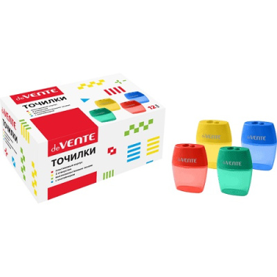 Фото Точилка пластиковая с контейнером 2отв deVENTE овальная ассорти 4071100 (12) от производителя, с доставкой по Хабаровску
