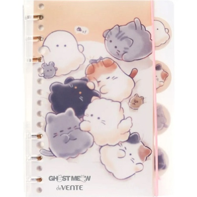 Фото Блокнот В6 40л линейка на спирали deVENTE Ghost Meow пластиковая обложка бежевый 2350507 от производителя, с доставкой по Хабаровску