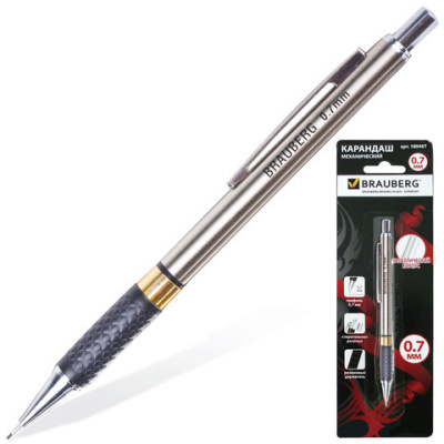 Фото Карандаш мех 0,7мм НВ с ластиком BRAUBERG BlackJack 180467 от производителя, с доставкой по Хабаровску