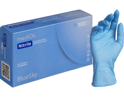 Перчатки нитриловые MediOk Blue Sky размер L голубые 50пар 1741445