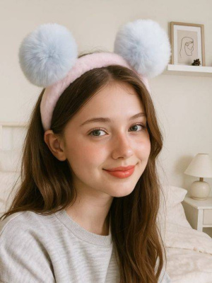 Плюшевый ободок GIRLY Ушки-помпоны, фиолетовый 25-135