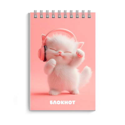 Фото Блокнот А7 40л клетка на гребне Котенок меломан 70964 от производителя, с доставкой по Хабаровску