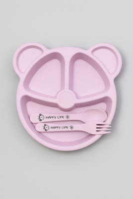 Тарелка пластиковая Bear pink 6012-2
