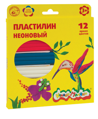 Фото Пластилин 12цв 180г Каляка-Маляка неоновый ПКМН12 от производителя, с доставкой по Хабаровску