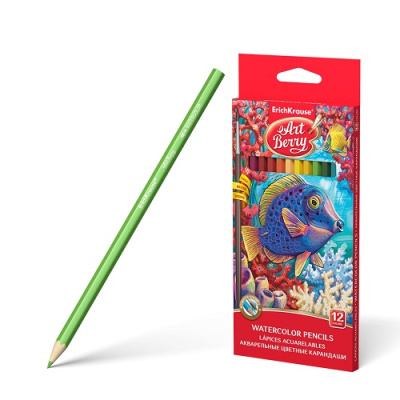 Фото Карандаши акварельные 12цв ArtBerry с кистью 32485 от производителя, с доставкой по Хабаровску
