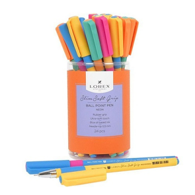 Фото Ручка шар 0,5 синяя с грипом игольчатый узел LOREX NEON LXOPSSG-NN3 (24) от производителя, с доставкой по Хабаровску