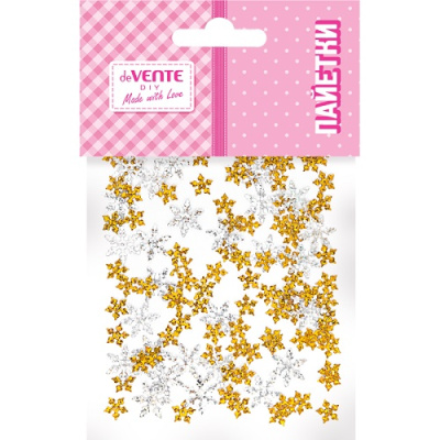 Фото Пайетки декоративные deVENTE DIY Snowflakes снежинки золото+серебро 8001501 от производителя, с доставкой по Хабаровску
