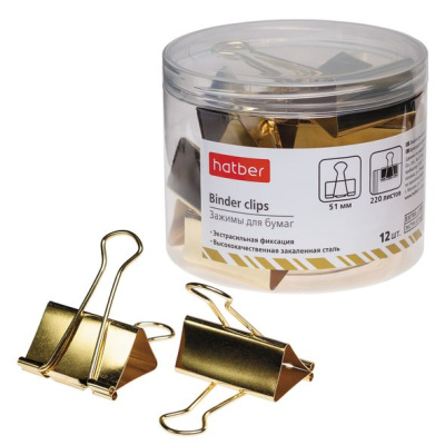 Фото Зажим для бумаг 51мм золотой 1шт BC_059167  от производителя, с доставкой по Хабаровску