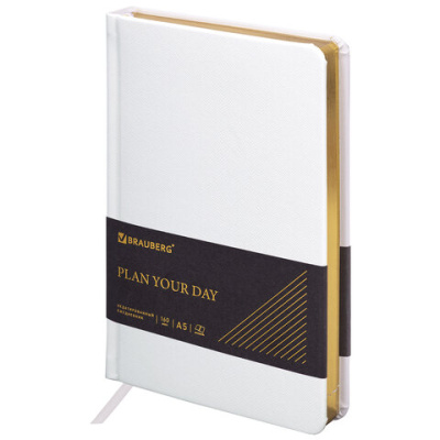Фото Ежедневник А5 без дат BRAUBERG Iguana 320стр иск кожа белый 114458 от производителя, с доставкой по Хабаровску