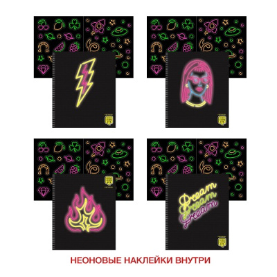 Фото Тетрадь 48л А5 клетка гребень Неоновые грезы (с наклейками) ТС2Л487265 от производителя, с доставкой по Хабаровску