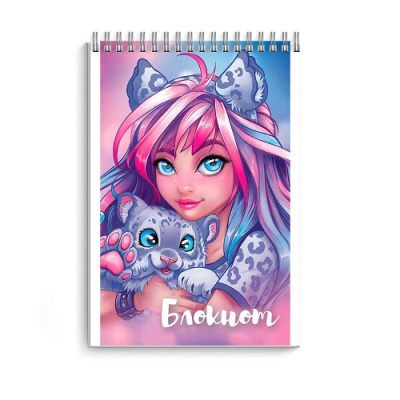 Фото Блокнот А7 40л клетка на гребне Девушка с барсом 62955 от производителя, с доставкой по Хабаровску