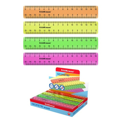 Фото Линейка 15см пластиковая ErichKrause Neon неон ассорти 52997 от производителя, с доставкой по Хабаровску