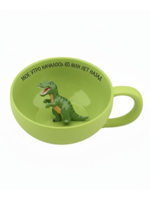 Кружка керамическая 340гр iLikeGift Мое утро началось 65млн лет назад зеленая FC250481