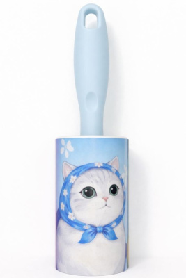 Ролик для чистки одежды 10смх60л Серый кот в косынке 161-022-02