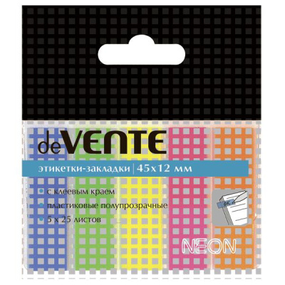 Фото Липкие закладки 45х12мм 5цвх25л пластиковые неон deVENTE 2011307 от производителя, с доставкой по Хабаровску