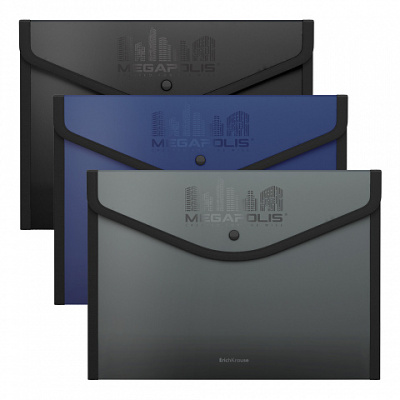 Фото Папка-конверт на кнопке А4+ (354х242мм) 600мкм ErichKrause MEGAPOLIS ассорти 50324 от производителя, с доставкой по Хабаровску