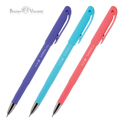 Фото Ручка шар 0,5 синяя с грипом игольчатый узел Bruno Visconti SoftWrite Joy 20-0094 от производителя, с доставкой по Хабаровску