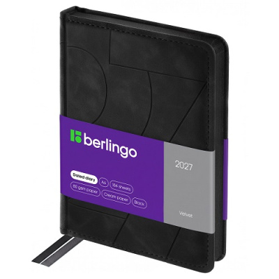 Фото Ежедневник А6 2027 Berlingo Velvet 368стр иск замша черный DD7_43602 от производителя, с доставкой по Хабаровску