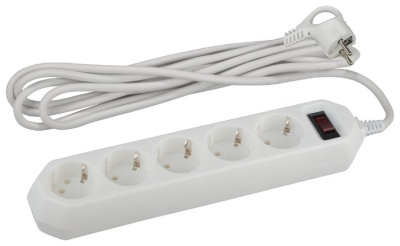 Фото Сетевой фильтр ЭРА 5мест, 3метра, USF-5es-3m-W заземление, выкл. белый от производителя, с доставкой по Хабаровску