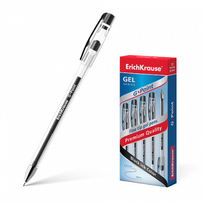 Фото Ручка гел 0,38 черная игольчатый узел ErichKrause G-POINT 17628 (12) от производителя, с доставкой по Хабаровску