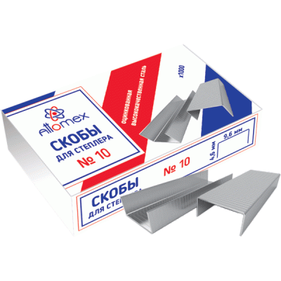 Фото Скобы для степлера №10 (1000шт) Attomex оцинкованные 4141301 от производителя, с доставкой по Хабаровску