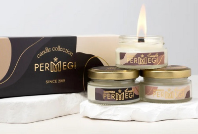 Фото Набор свечей PERMEGI Бежевый Карамель+Кашемир+Клеопатра от производителя, с доставкой по Хабаровску