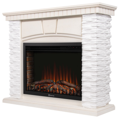 Портал Firelight Porto 30 камень белый, шпон беленый дуб