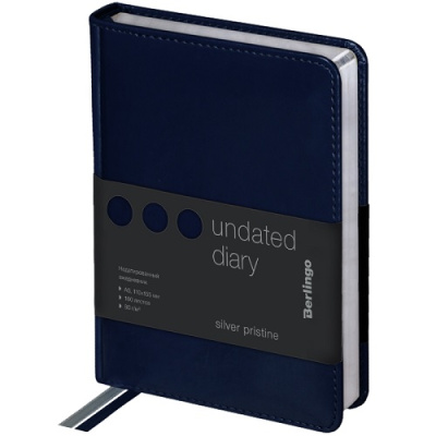 Фото Ежедневник А6 без дат Berlingo Silver Pristine 320стр иск кожа синий UD0_82603 от производителя, с доставкой по Хабаровску